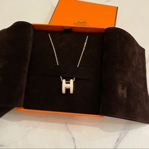 Hermes Pop H pendant Blanc with Rose Gold hardware